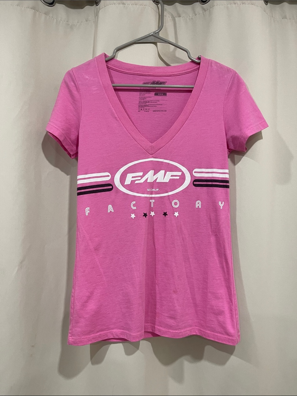 FMF Factory Women's Pink V-Neck Graphic Tee